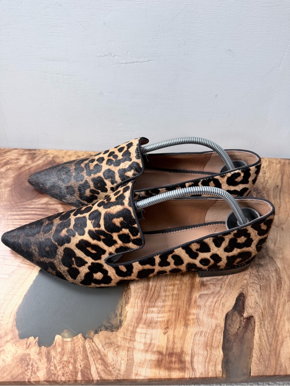 Franco Sarto Leopard-Print Pointed Toe Flats - Brown/Black